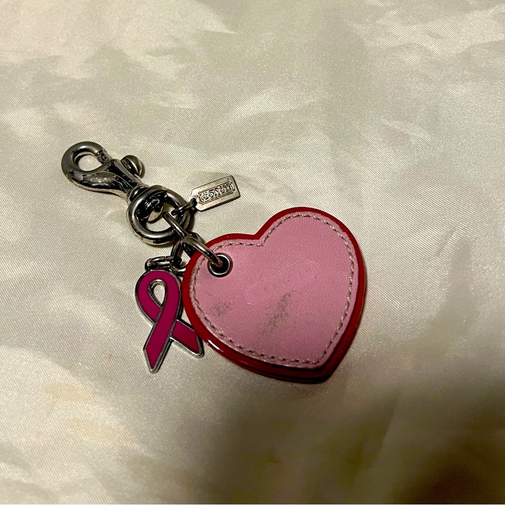 Coach breast cancer awareness charm keychain